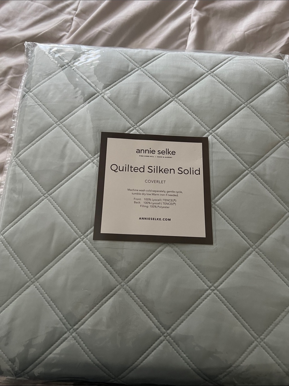 Annie Selke Quilted Silken Solid Coverlet in Light Sage